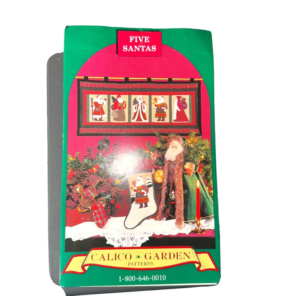 Five Santas Wall Quilt & Stocking Pattern Calico Garden Patterns Christmas